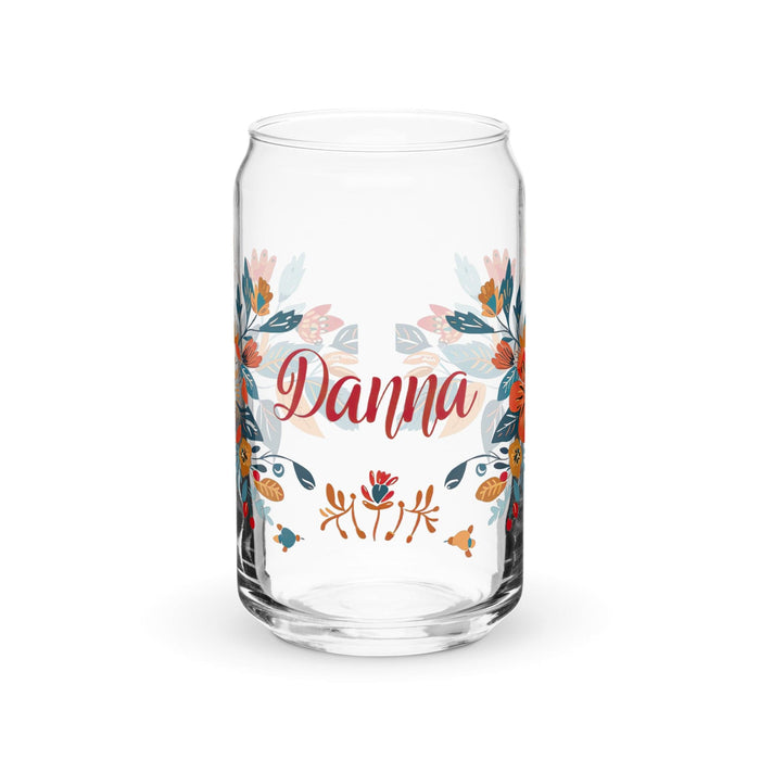 Danna Exclusive Name Art Piece Can-Shaped Glass Home Office Work Mexican Spanish Pride Gift Cup One-Of-A-Kind Calligraphy Glass | D18 Mexicada 16 oz