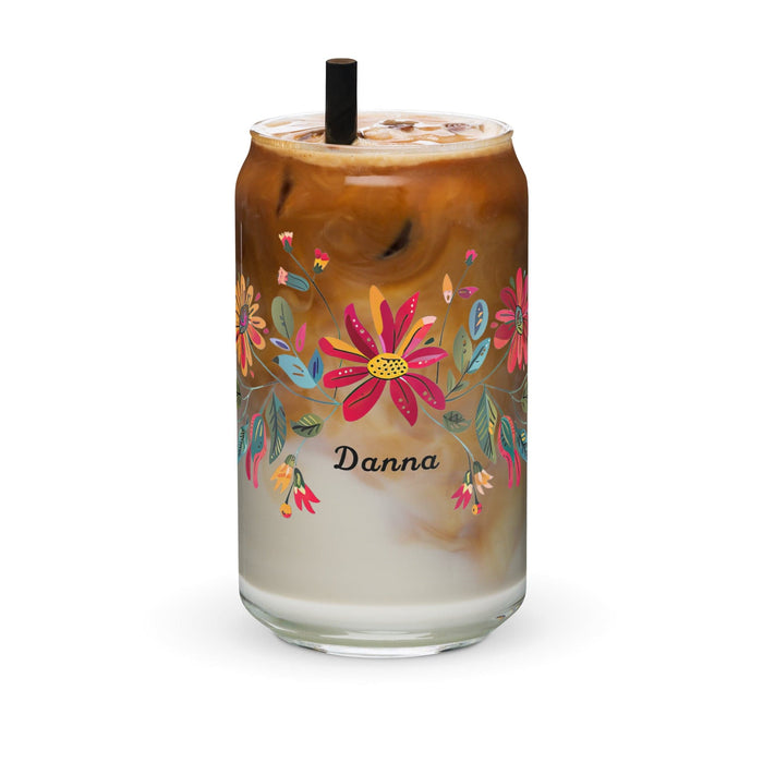 Danna Exclusive Name Art Piece Can-Shaped Glass Home Office Work Mexican Spanish Pride Gift Cup One-Of-A-Kind Calligraphy Glass | D19 Mexicada