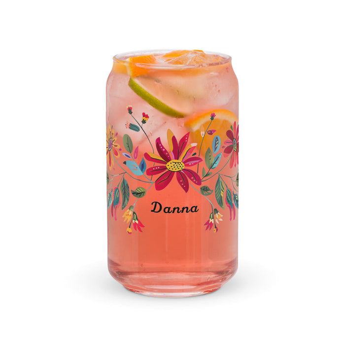 Danna Exclusive Name Art Piece Can-Shaped Glass Home Office Work Mexican Spanish Pride Gift Cup One-Of-A-Kind Calligraphy Glass | D19 Mexicada