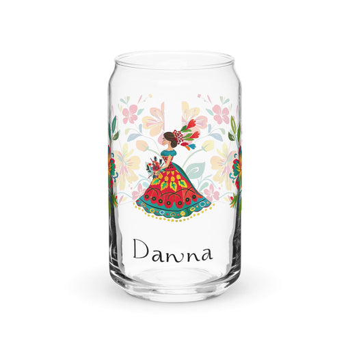 Danna Exclusive Name Art Piece Can-Shaped Glass Home Office Work Mexican Spanish Pride Gift Cup One-Of-A-Kind Calligraphy Glass | D2 Mexicada 16 oz