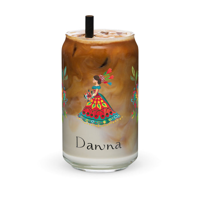 Danna Exclusive Name Art Piece Can-Shaped Glass Home Office Work Mexican Spanish Pride Gift Cup One-Of-A-Kind Calligraphy Glass | D2 Mexicada