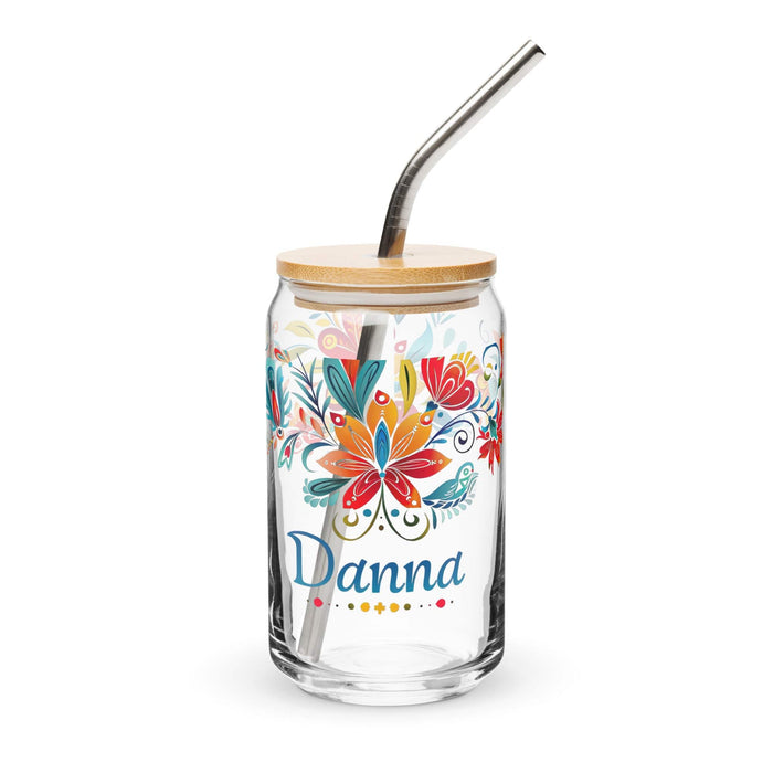 Danna Exclusive Name Art Piece Can-Shaped Glass Home Office Work Mexican Spanish Pride Gift Cup One-Of-A-Kind Calligraphy Glass | D20 Mexicada 16 oz With Lid & Straw