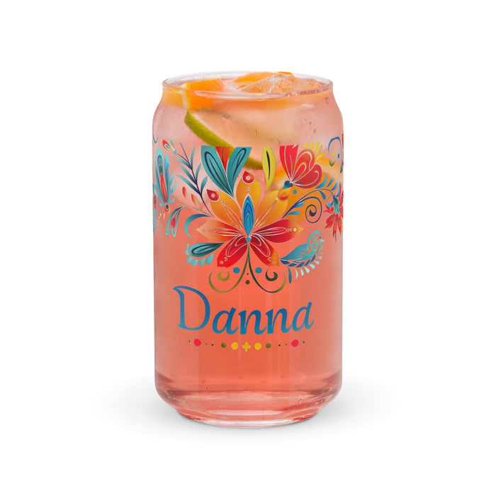 Danna Exclusive Name Art Piece Can-Shaped Glass Home Office Work Mexican Spanish Pride Gift Cup One-Of-A-Kind Calligraphy Glass | D20 Mexicada