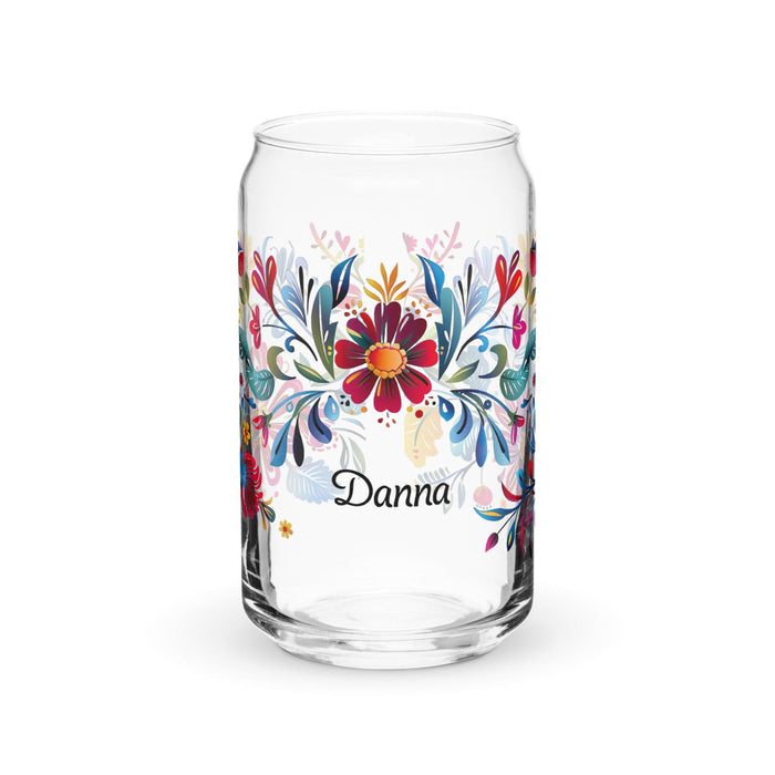 Danna Exclusive Name Art Piece Can-Shaped Glass Home Office Work Mexican Spanish Pride Gift Cup One-Of-A-Kind Calligraphy Glass | D21 Mexicada 16 oz