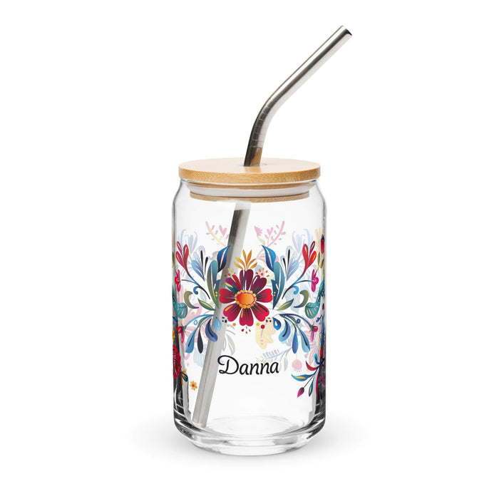 Danna Exclusive Name Art Piece Can-Shaped Glass Home Office Work Mexican Spanish Pride Gift Cup One-Of-A-Kind Calligraphy Glass | D21 Mexicada 16 oz With Lid & Straw