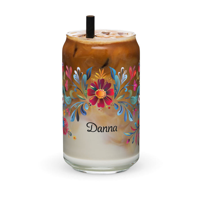 Danna Exclusive Name Art Piece Can-Shaped Glass Home Office Work Mexican Spanish Pride Gift Cup One-Of-A-Kind Calligraphy Glass | D21 Mexicada