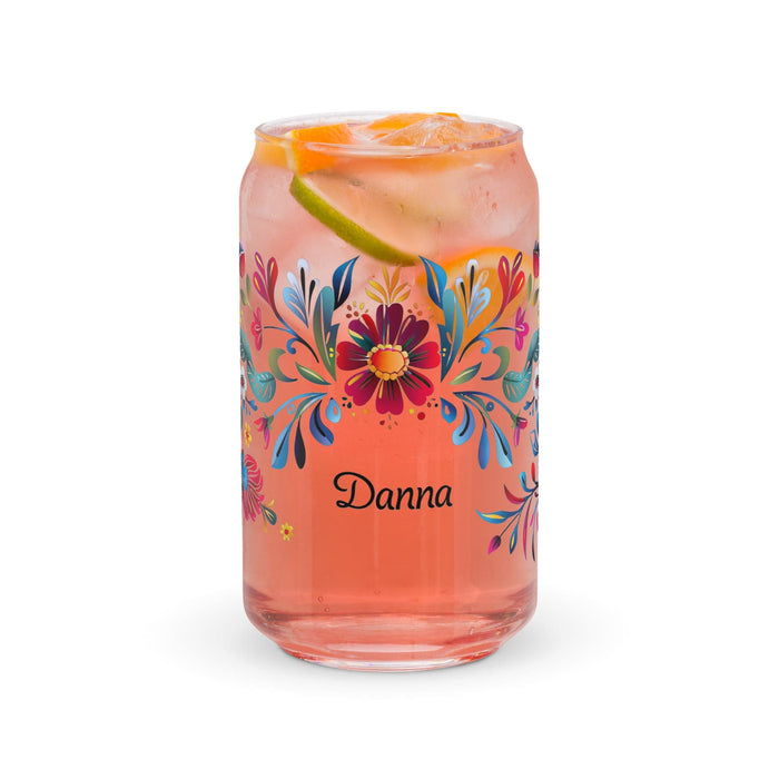 Danna Exclusive Name Art Piece Can-Shaped Glass Home Office Work Mexican Spanish Pride Gift Cup One-Of-A-Kind Calligraphy Glass | D21 Mexicada