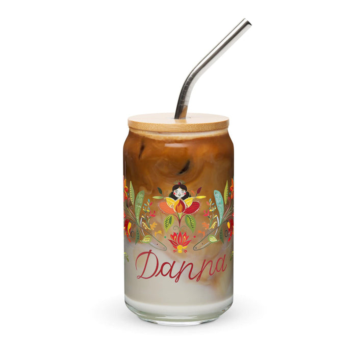 Danna Exclusive Name Art Piece Can-Shaped Glass Home Office Work Mexican Spanish Pride Gift Cup One-Of-A-Kind Calligraphy Glass | D22 Mexicada