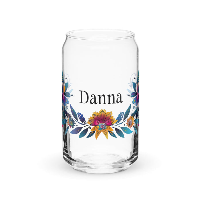 Danna Exclusive Name Art Piece Can-Shaped Glass Home Office Work Mexican Spanish Pride Gift Cup One-Of-A-Kind Calligraphy Glass | D3 Mexicada 16 oz