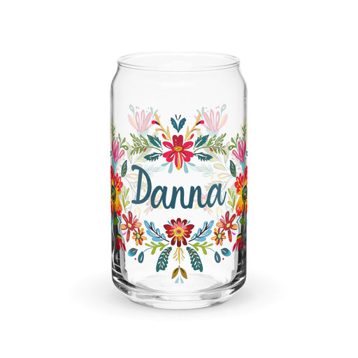 Danna Exclusive Name Art Piece Can-Shaped Glass Home Office Work Mexican Spanish Pride Gift Cup One-Of-A-Kind Calligraphy Glass | D4 Mexicada 16 oz