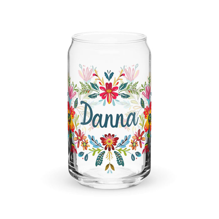 Danna Exclusive Name Art Piece Can-Shaped Glass Home Office Work Mexican Spanish Pride Gift Cup One-Of-A-Kind Calligraphy Glass | D4 Mexicada 16 oz