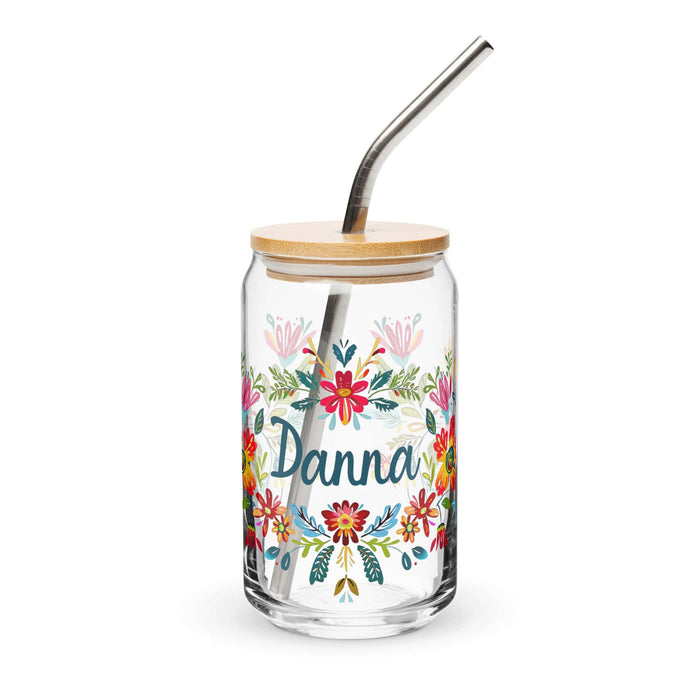 Danna Exclusive Name Art Piece Can-Shaped Glass Home Office Work Mexican Spanish Pride Gift Cup One-Of-A-Kind Calligraphy Glass | D4 Mexicada 16 oz With Lid & Straw