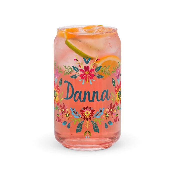 Danna Exclusive Name Art Piece Can-Shaped Glass Home Office Work Mexican Spanish Pride Gift Cup One-Of-A-Kind Calligraphy Glass | D4 Mexicada