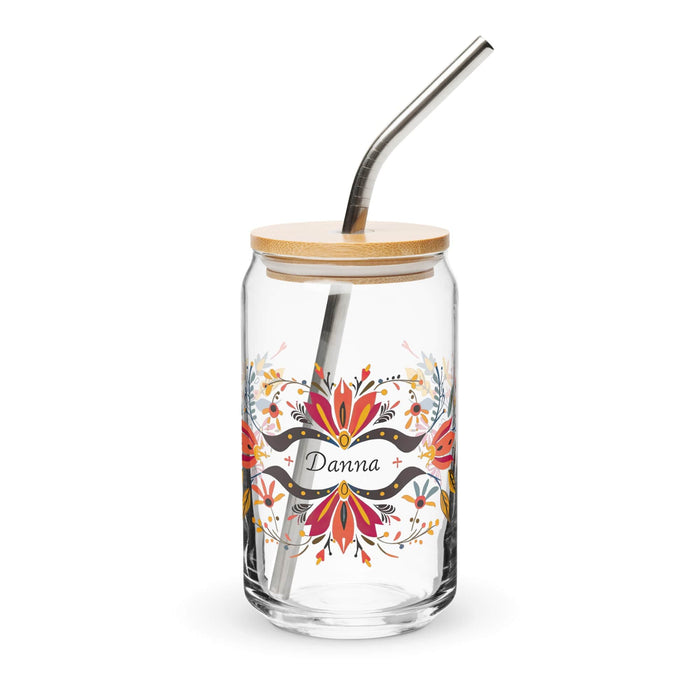 Danna Exclusive Name Art Piece Can-Shaped Glass Home Office Work Mexican Spanish Pride Gift Cup One-Of-A-Kind Calligraphy Glass | D5 Mexicada 16 oz With Lid & Straw