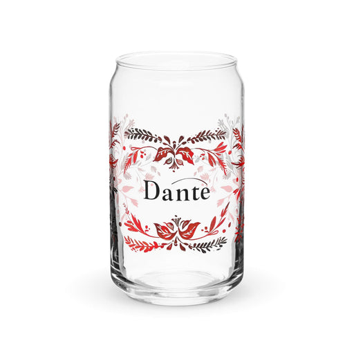 Dante Exclusive Name Art Piece Can-Shaped Glass Home Office Work Mexican Spanish Pride Gift Cup One-Of-A-Kind Calligraphy Glass | D1 Mexicada 16 oz