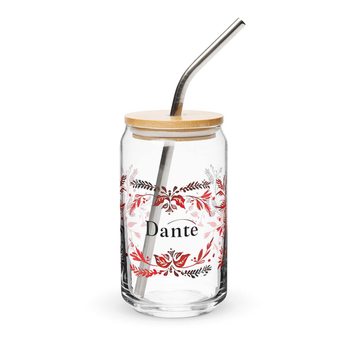 Dante Exclusive Name Art Piece Can-Shaped Glass Home Office Work Mexican Spanish Pride Gift Cup One-Of-A-Kind Calligraphy Glass | D1 Mexicada 16 oz With Lid & Straw