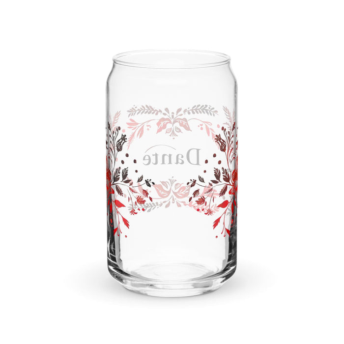 Dante Exclusive Name Art Piece Can-Shaped Glass Home Office Work Mexican Spanish Pride Gift Cup One-Of-A-Kind Calligraphy Glass | D1 Mexicada