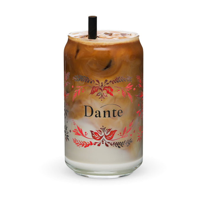 Dante Exclusive Name Art Piece Can-Shaped Glass Home Office Work Mexican Spanish Pride Gift Cup One-Of-A-Kind Calligraphy Glass | D1 Mexicada