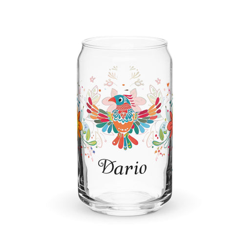 Darío Exclusive Name Art Piece Can-Shaped Glass Home Office Work Mexican Spanish Pride Gift Cup One-Of-A-Kind Calligraphy Glass | D1 Mexicada 16 oz