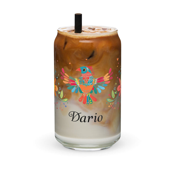 Darío Exclusive Name Art Piece Can-Shaped Glass Home Office Work Mexican Spanish Pride Gift Cup One-Of-A-Kind Calligraphy Glass | D1 Mexicada