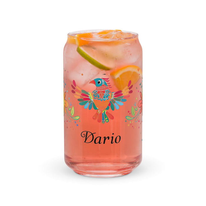 Darío Exclusive Name Art Piece Can-Shaped Glass Home Office Work Mexican Spanish Pride Gift Cup One-Of-A-Kind Calligraphy Glass | D1 Mexicada