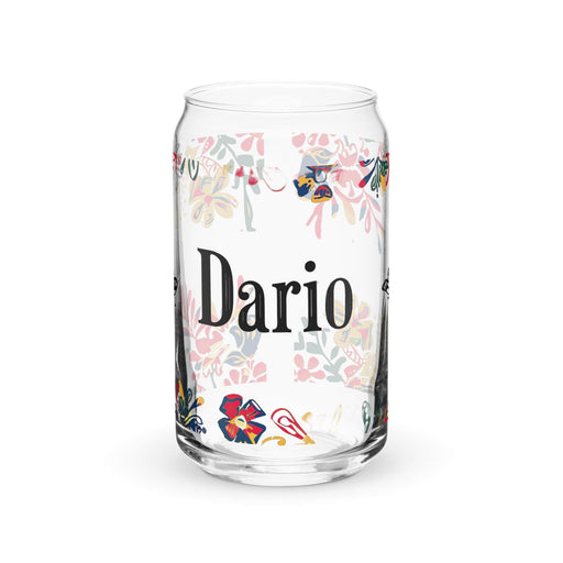 Darío Exclusive Name Art Piece Can-Shaped Glass Home Office Work Mexican Spanish Pride Gift Cup One-Of-A-Kind Calligraphy Glass | D10 Mexicada 16 oz