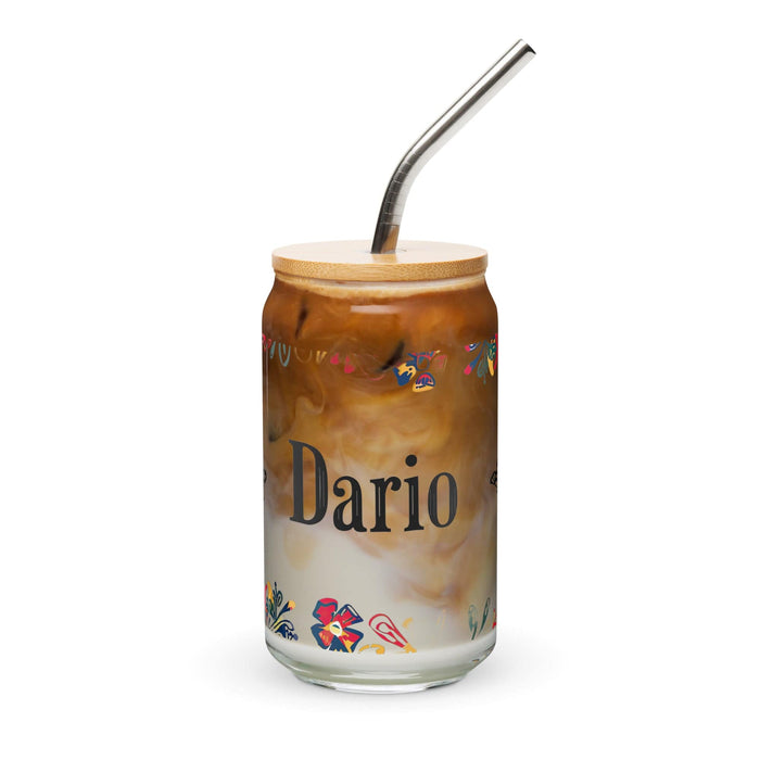 Darío Exclusive Name Art Piece Can-Shaped Glass Home Office Work Mexican Spanish Pride Gift Cup One-Of-A-Kind Calligraphy Glass | D10 Mexicada