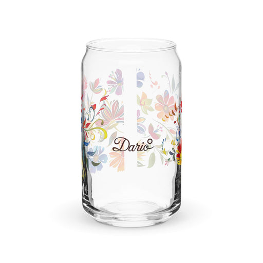 Darío Exclusive Name Art Piece Can-Shaped Glass Home Office Work Mexican Spanish Pride Gift Cup One-Of-A-Kind Calligraphy Glass | D11 Mexicada 16 oz