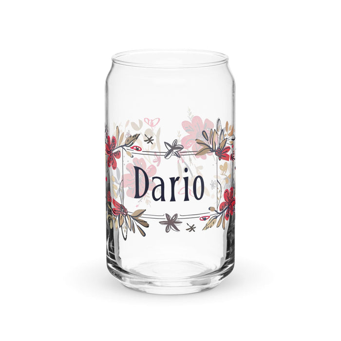 Darío Exclusive Name Art Piece Can-Shaped Glass Home Office Work Mexican Spanish Pride Gift Cup One-Of-A-Kind Calligraphy Glass | D13 Mexicada 16 oz