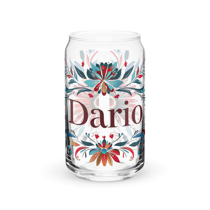 Darío Exclusive Name Art Piece Can-Shaped Glass Home Office Work Mexican Spanish Pride Gift Cup One-Of-A-Kind Calligraphy Glass | D14 Mexicada 16 oz