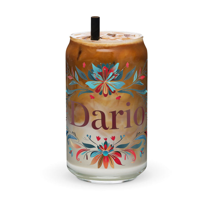 Darío Exclusive Name Art Piece Can-Shaped Glass Home Office Work Mexican Spanish Pride Gift Cup One-Of-A-Kind Calligraphy Glass | D14 Mexicada