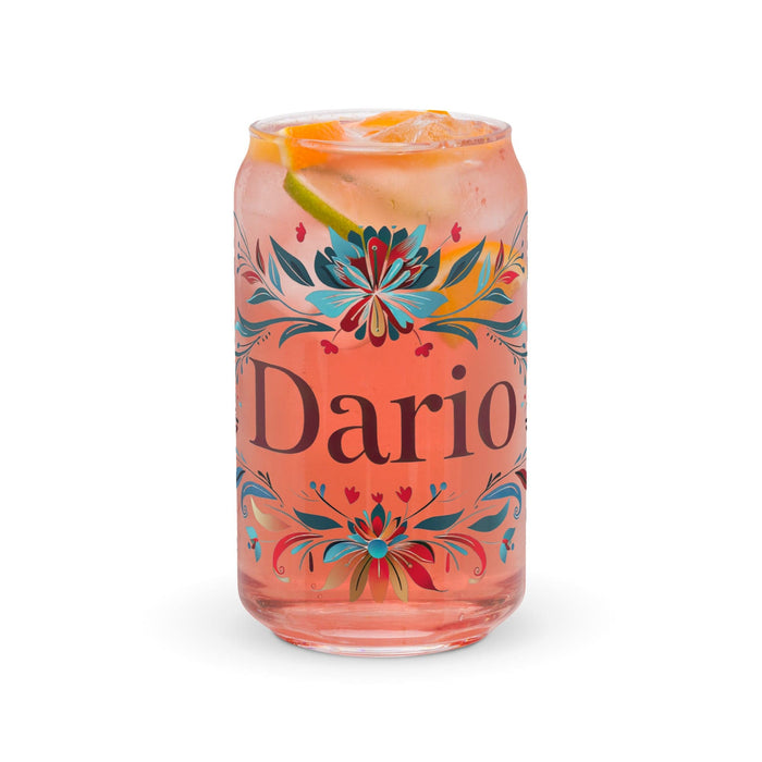 Darío Exclusive Name Art Piece Can-Shaped Glass Home Office Work Mexican Spanish Pride Gift Cup One-Of-A-Kind Calligraphy Glass | D14 Mexicada