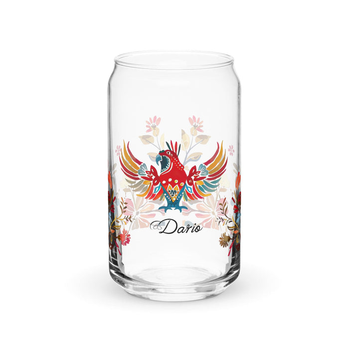 Darío Exclusive Name Art Piece Can-Shaped Glass Home Office Work Mexican Spanish Pride Gift Cup One-Of-A-Kind Calligraphy Glass | D15 Mexicada 16 oz