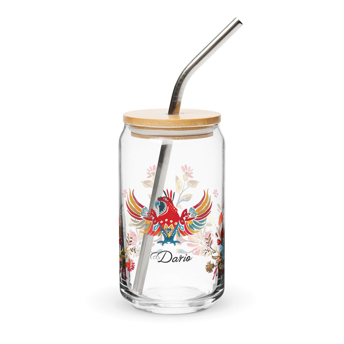 Darío Exclusive Name Art Piece Can-Shaped Glass Home Office Work Mexican Spanish Pride Gift Cup One-Of-A-Kind Calligraphy Glass | D15 Mexicada 16 oz With Lid & Straw