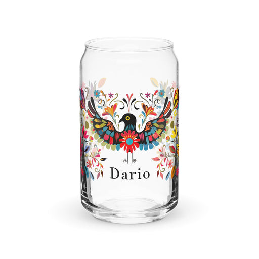 Darío Exclusive Name Art Piece Can-Shaped Glass Home Office Work Mexican Spanish Pride Gift Cup One-Of-A-Kind Calligraphy Glass | D16 Mexicada 16 oz