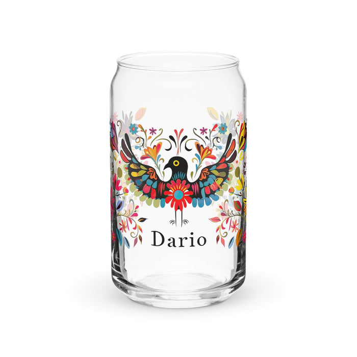 Darío Exclusive Name Art Piece Can-Shaped Glass Home Office Work Mexican Spanish Pride Gift Cup One-Of-A-Kind Calligraphy Glass | D16 Mexicada 16 oz