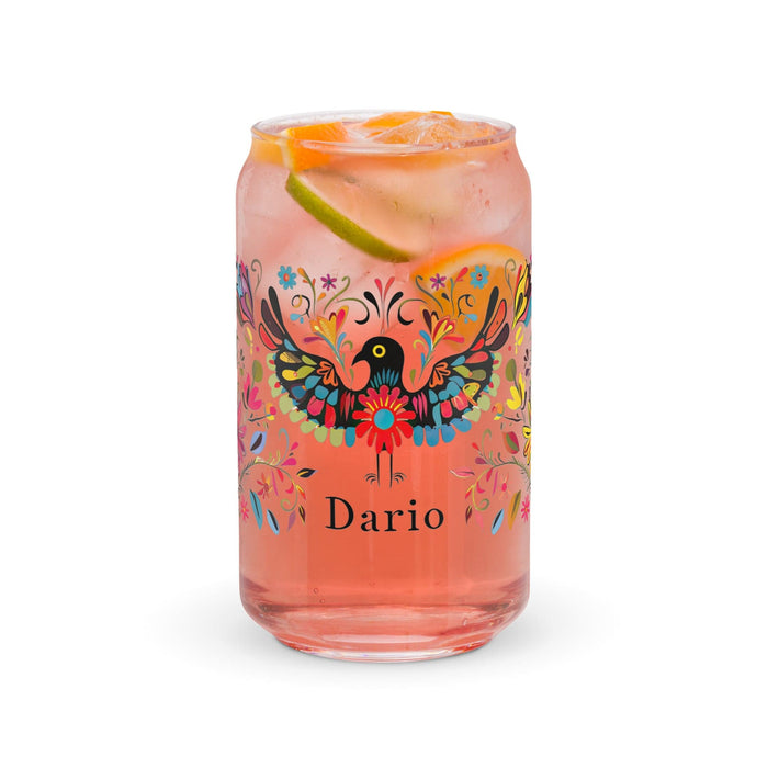 Darío Exclusive Name Art Piece Can-Shaped Glass Home Office Work Mexican Spanish Pride Gift Cup One-Of-A-Kind Calligraphy Glass | D16 Mexicada