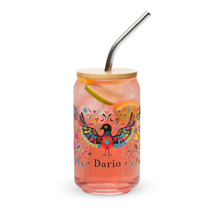 Darío Exclusive Name Art Piece Can-Shaped Glass Home Office Work Mexican Spanish Pride Gift Cup One-Of-A-Kind Calligraphy Glass | D16 Mexicada