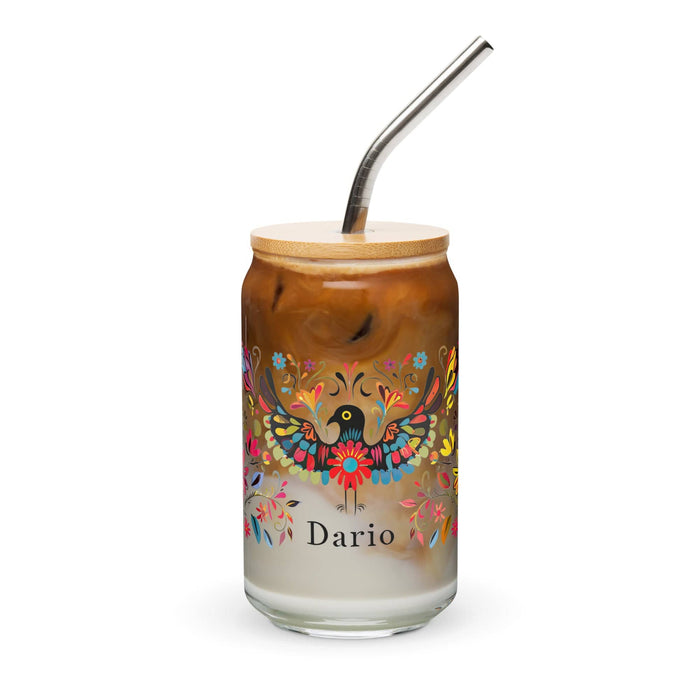 Darío Exclusive Name Art Piece Can-Shaped Glass Home Office Work Mexican Spanish Pride Gift Cup One-Of-A-Kind Calligraphy Glass | D16 Mexicada