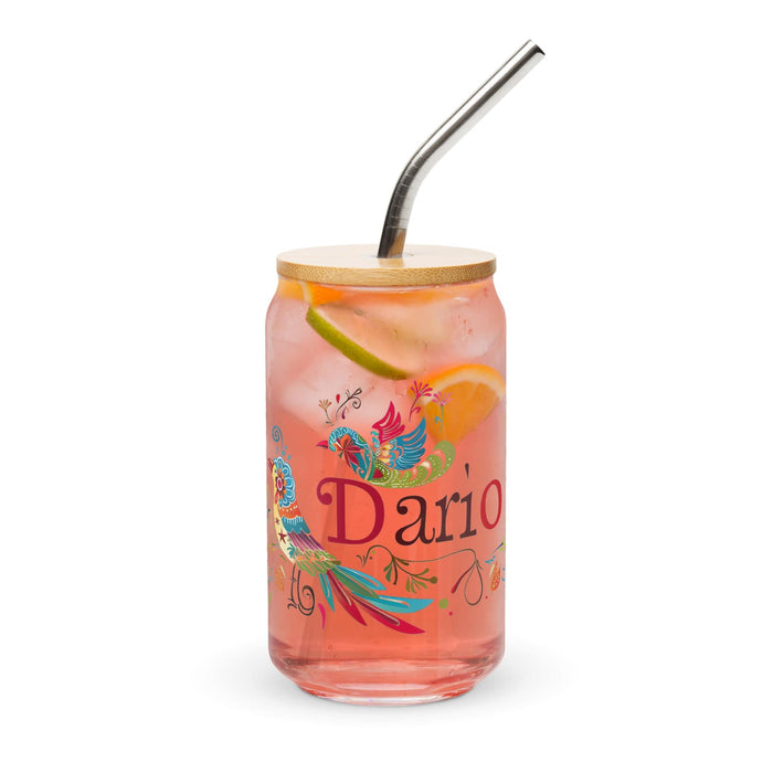 Darío Exclusive Name Art Piece Can-Shaped Glass Home Office Work Mexican Spanish Pride Gift Cup One-Of-A-Kind Calligraphy Glass | D17 Mexicada