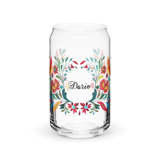 Darío Exclusive Name Art Piece Can-Shaped Glass Home Office Work Mexican Spanish Pride Gift Cup One-Of-A-Kind Calligraphy Glass | D18 Mexicada 16 oz