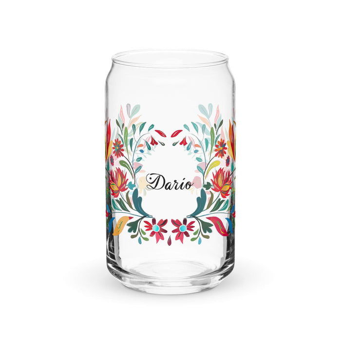 Darío Exclusive Name Art Piece Can-Shaped Glass Home Office Work Mexican Spanish Pride Gift Cup One-Of-A-Kind Calligraphy Glass | D18 Mexicada 16 oz