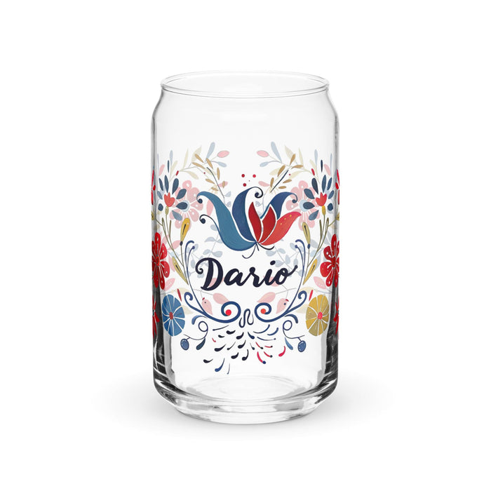 Darío Exclusive Name Art Piece Can-Shaped Glass Home Office Work Mexican Spanish Pride Gift Cup One-Of-A-Kind Calligraphy Glass | D19 Mexicada 16 oz