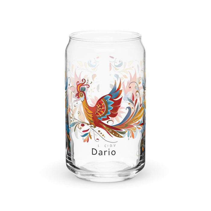 Darío Exclusive Name Art Piece Can-Shaped Glass Home Office Work Mexican Spanish Pride Gift Cup One-Of-A-Kind Calligraphy Glass | D2 Mexicada 16 oz