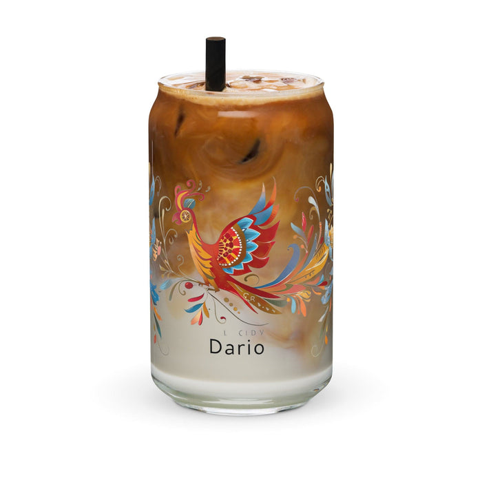 Darío Exclusive Name Art Piece Can-Shaped Glass Home Office Work Mexican Spanish Pride Gift Cup One-Of-A-Kind Calligraphy Glass | D2 Mexicada