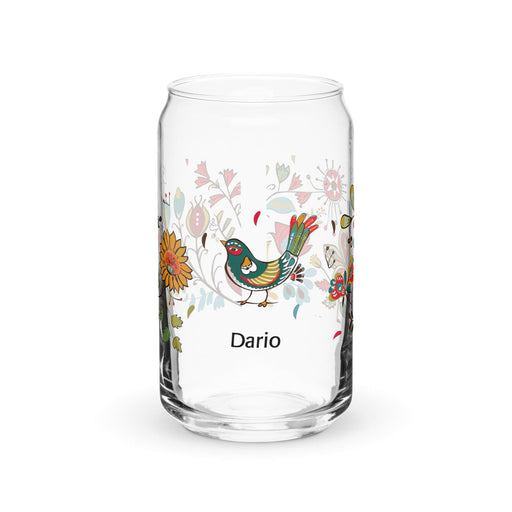 Darío Exclusive Name Art Piece Can-Shaped Glass Home Office Work Mexican Spanish Pride Gift Cup One-Of-A-Kind Calligraphy Glass | D20 Mexicada 16 oz