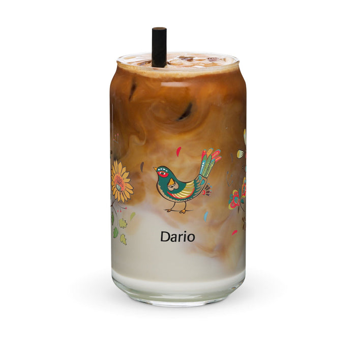 Darío Exclusive Name Art Piece Can-Shaped Glass Home Office Work Mexican Spanish Pride Gift Cup One-Of-A-Kind Calligraphy Glass | D20 Mexicada