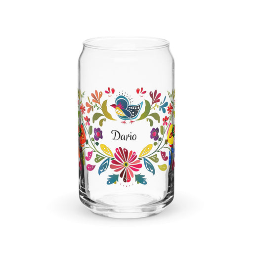 Darío Exclusive Name Art Piece Can-Shaped Glass Home Office Work Mexican Spanish Pride Gift Cup One-Of-A-Kind Calligraphy Glass | D22 Mexicada 16 oz