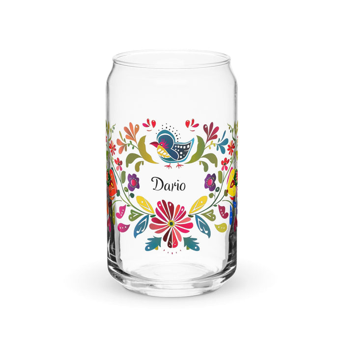 Darío Exclusive Name Art Piece Can-Shaped Glass Home Office Work Mexican Spanish Pride Gift Cup One-Of-A-Kind Calligraphy Glass | D22 Mexicada 16 oz