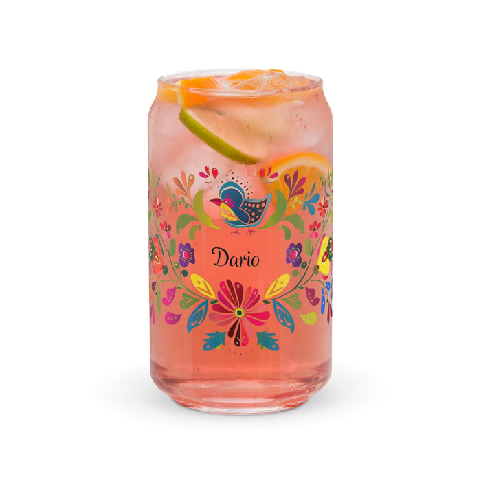 Darío Exclusive Name Art Piece Can-Shaped Glass Home Office Work Mexican Spanish Pride Gift Cup One-Of-A-Kind Calligraphy Glass | D22 Mexicada